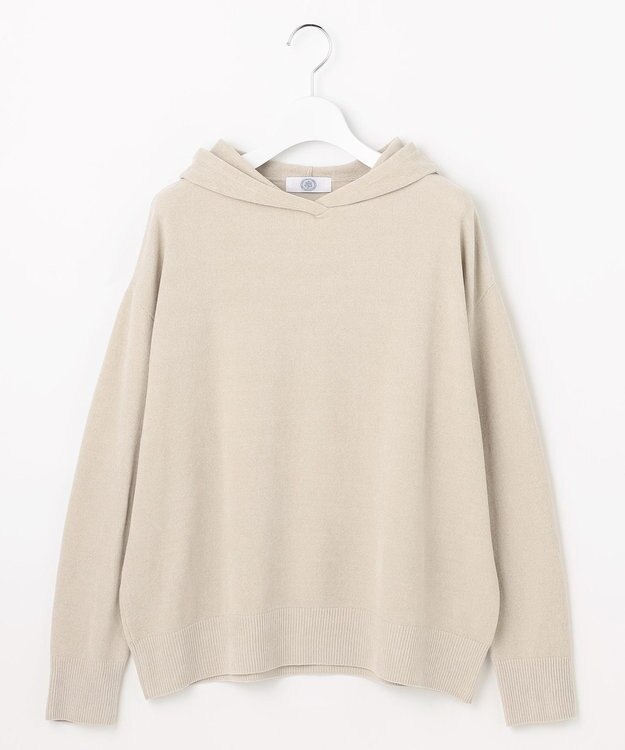 J.PRESS LADIES CHENILLE フーデッド ニット ベージュ系