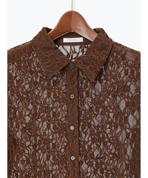 Te chichi 起毛レースシャツ ブラウン