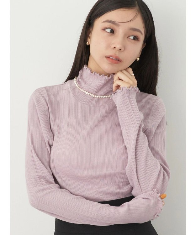 earth music&ecology コットンシアータートルネックプルオーバー Pink