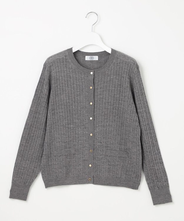 J.PRESS LADIES 【洗える】KNIT BASIC ミドル カーディガン ライトグレー系