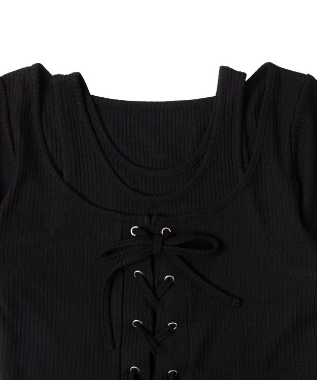 WEGO レイヤードレースアップトップス ブラック