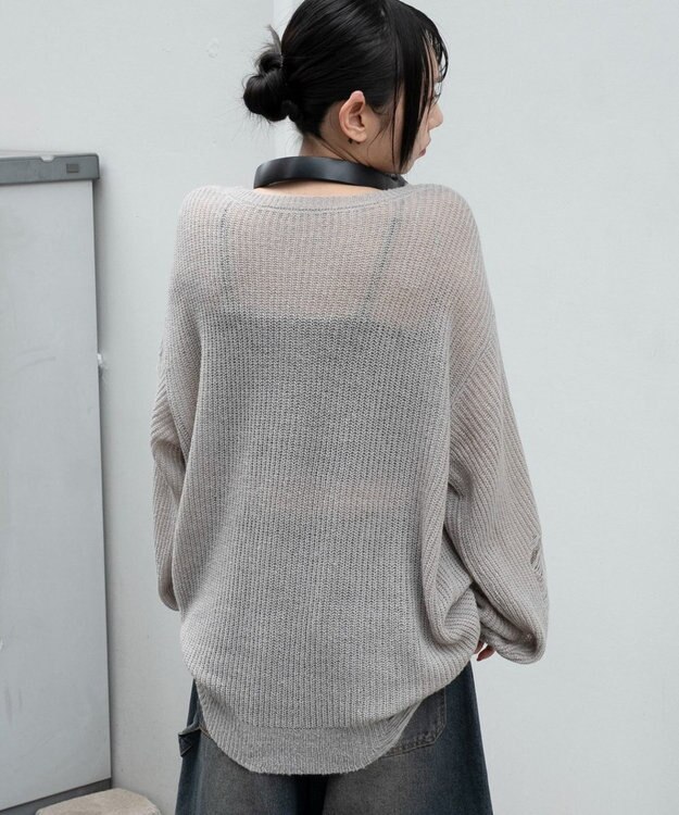 WEGO モヘアタッチスターBIGニット グレー