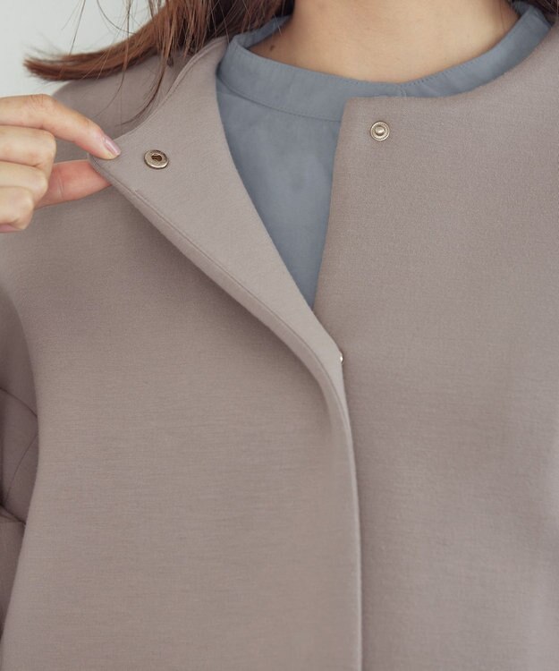 Tiaclasse ダイバー素材ノーカラージャケット グレージュ