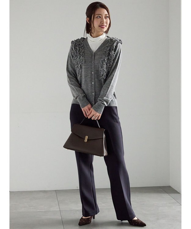 Te chichi 裏起毛パイピングストレートパンツ ネイビー