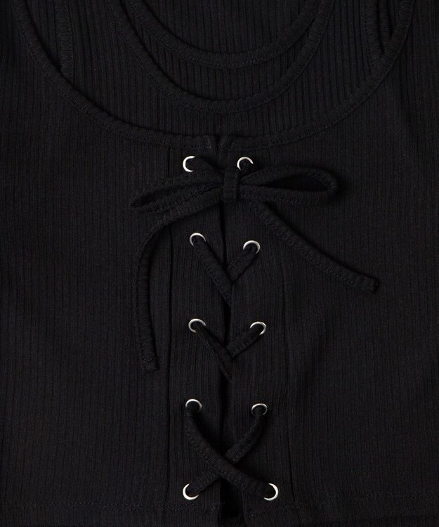 WEGO レイヤードレースアップトップス ブラック