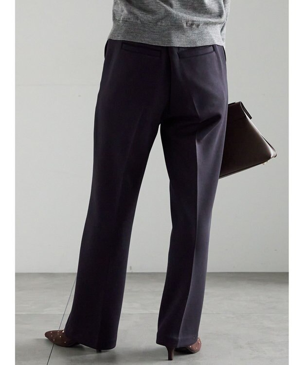 Te chichi 裏起毛パイピングストレートパンツ ネイビー