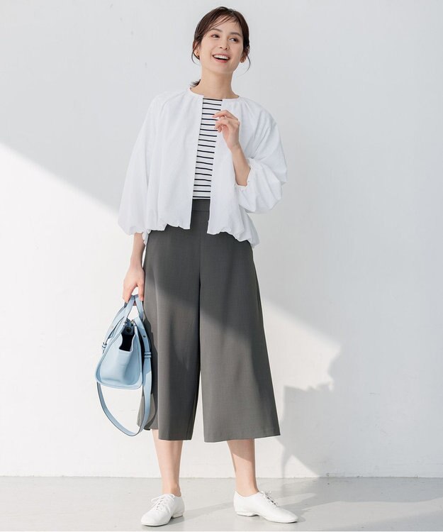 組曲 【洗える】サッカーストレッチ ブルゾン アイボリー系