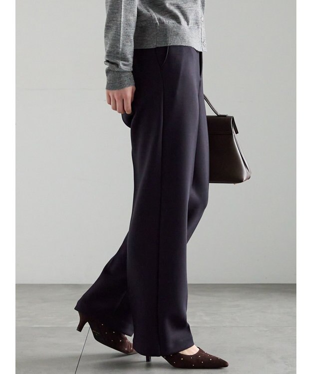 Te chichi 裏起毛パイピングストレートパンツ ネイビー