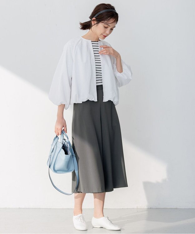 組曲 【洗える】サッカーストレッチ ブルゾン アイボリー系