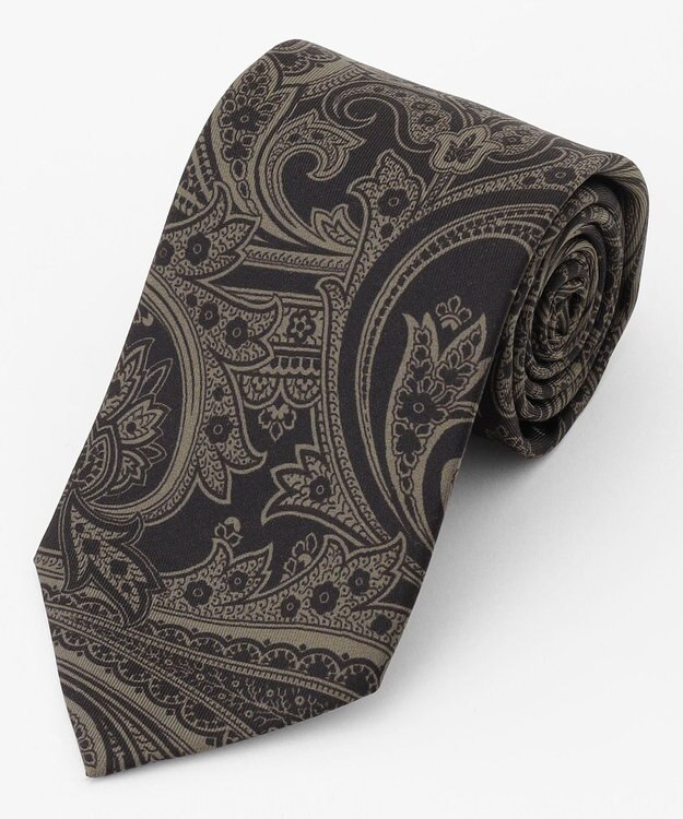 JOSEPH ABBOUD 【イタリア素材・日本製】トーナルペイズリープリント ネクタイ ダークグリーン系6