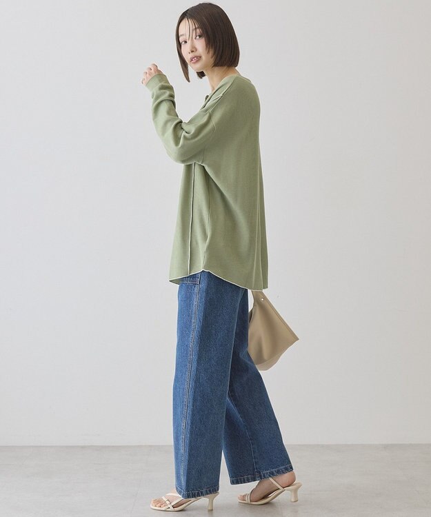 AMERICAN HOLIC 【選べる丈】ヘンリーネックワッフルメロープルオーバー Light Green