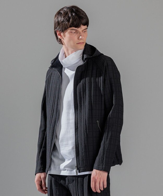 JOSEPH HOMME グレンチェックジャガードストレッチ  フ―ディーブルゾン ブラック系