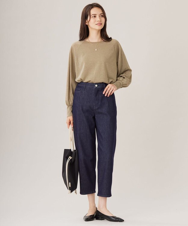 自由区 S 【洗える】ラメシアー トップス ベージュ