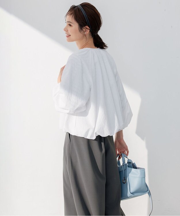 組曲 【洗える】サッカーストレッチ ブルゾン アイボリー系