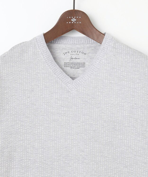 JOSEPH ABBOUD 【オリジナルオーガニックコットン使用】JOE COTTONサッカーVネックシャツ ライトグレー系7
