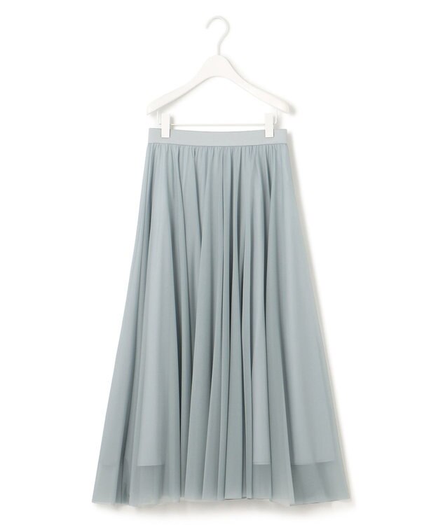 ICB 【洗える】ハイゲージチュール スカート フォグブルー系