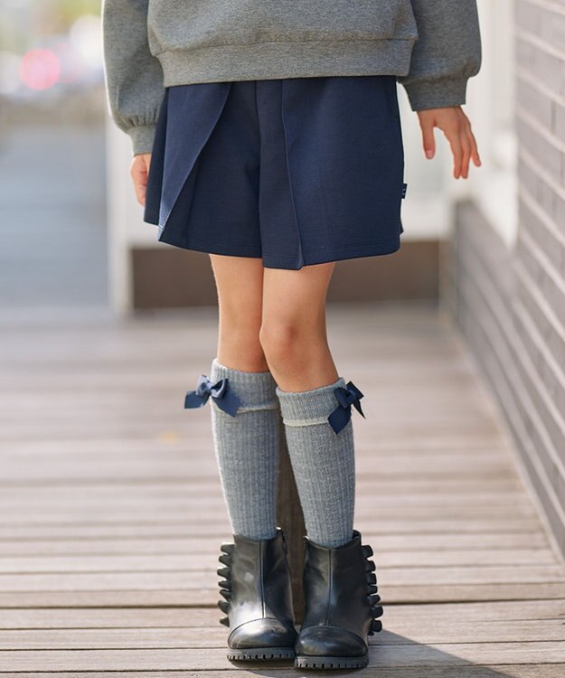 組曲 KIDS 【150-160㎝】ダンボールニット ショートパンツ ネイビー系