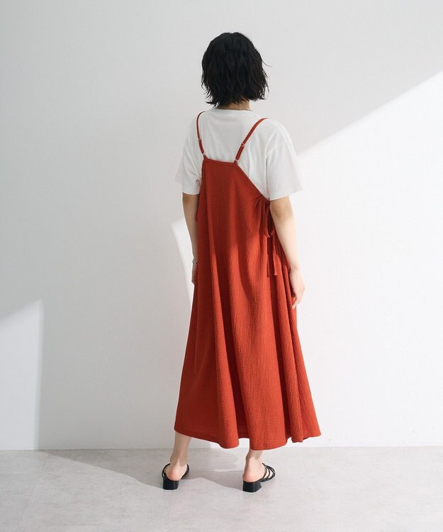 Green Parks 表面感脇リボンキャミワンピース Red