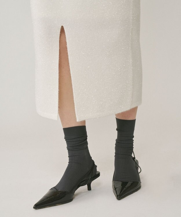 GRACE CONTINENTAL フィルムヤーンニットスカート ホワイト