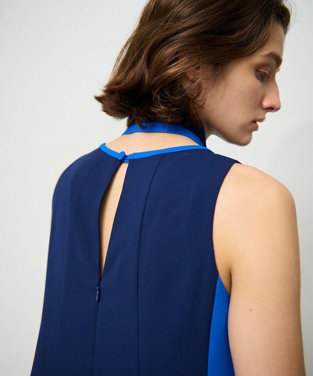 GRACE CONTINENTAL バイカラーフレームドレス ネイビー