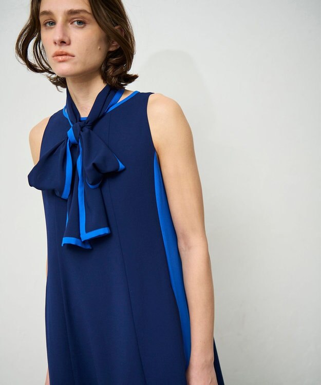 GRACE CONTINENTAL バイカラーフレームドレス ネイビー