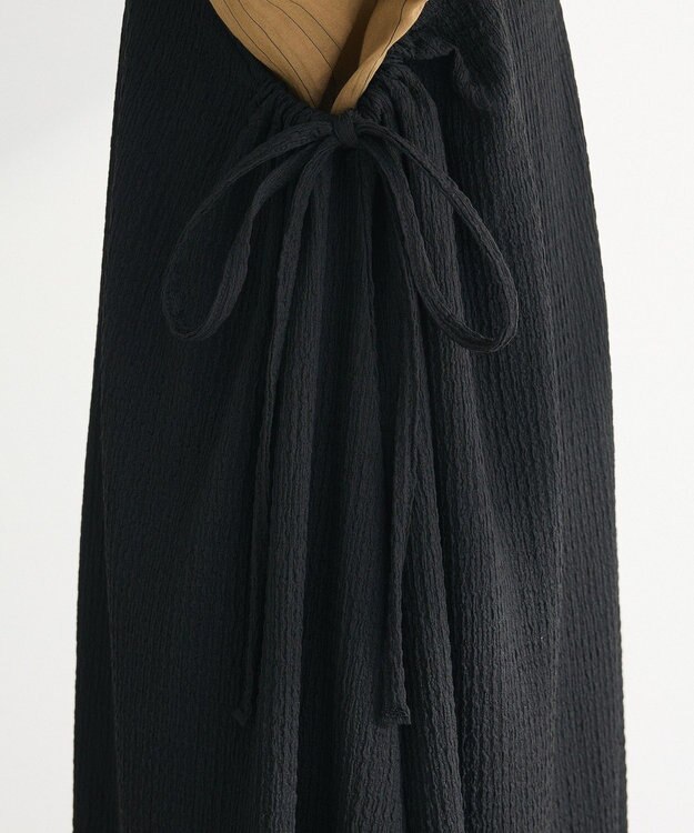 Green Parks 表面感脇リボンキャミワンピース Black