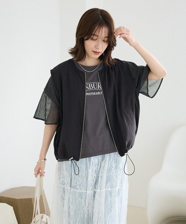 Green Parks シアーZIPベスト Black