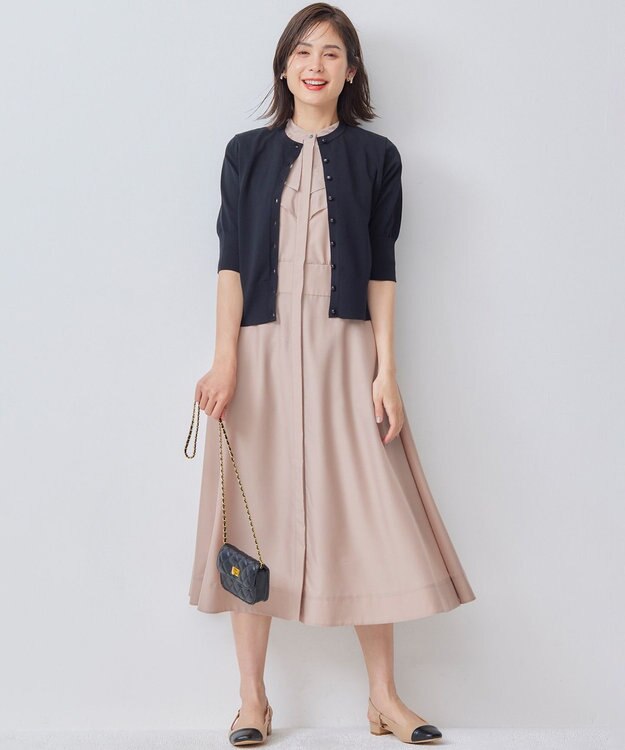 組曲 【洗える・6色展開】CANDYボタン 半袖カーディガン ブラック系