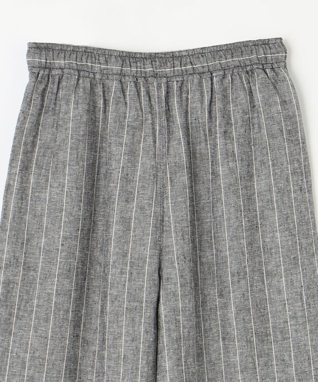 ANY 【ウエストゴム】リネンレーヨンワイドパンツ グレーストライプ