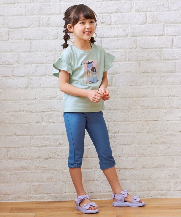 ANY KIDS 袖フリル エモプリント Ｔシャツ ミント