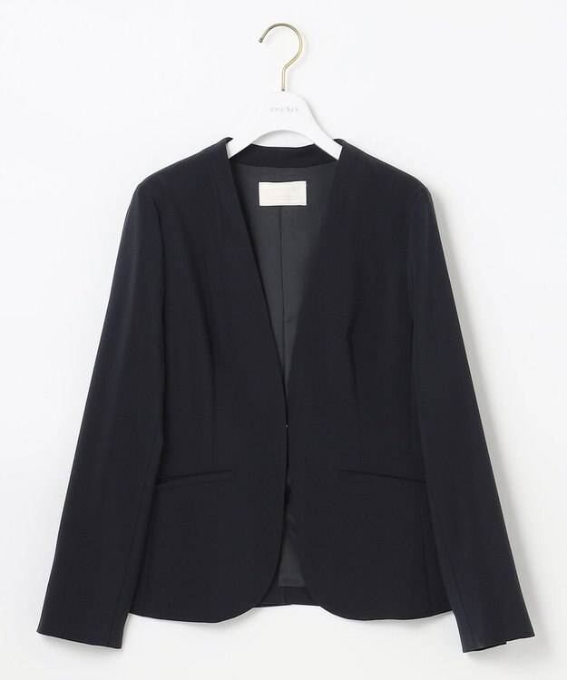 ANY SIS 【洗える】セレモニーダブルクロス カラーレス ジャケット ネイビー
