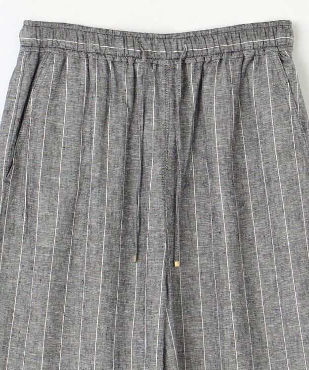 ANY 【ウエストゴム】リネンレーヨンワイドパンツ グレーストライプ