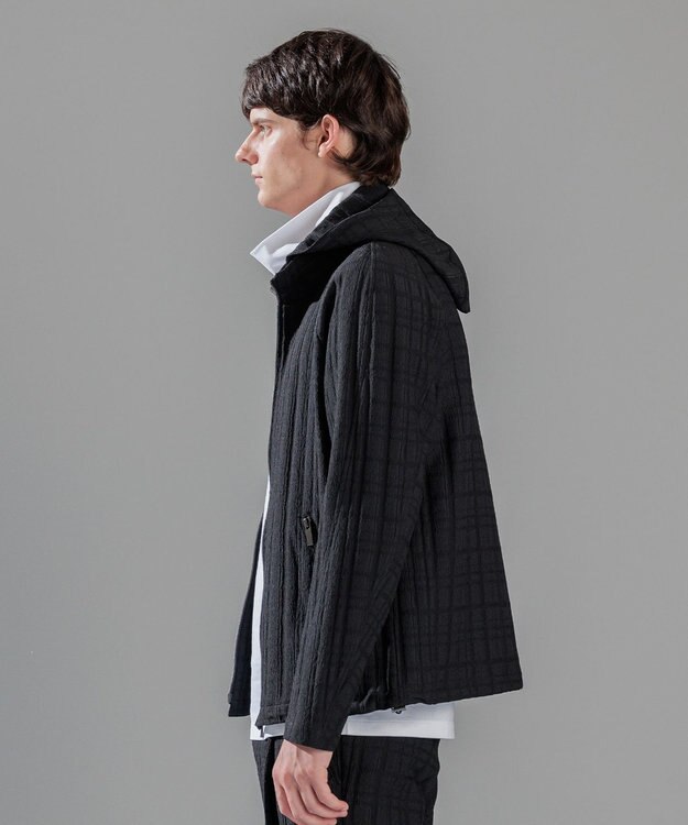 JOSEPH HOMME グレンチェックジャガードストレッチ  フ―ディーブルゾン ブラック系