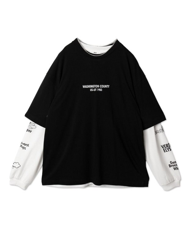 WEGO 【ユニセックス着用ITEM/2点SET】アクセ付きグラフィックアンサンブルT（LS） ブラック