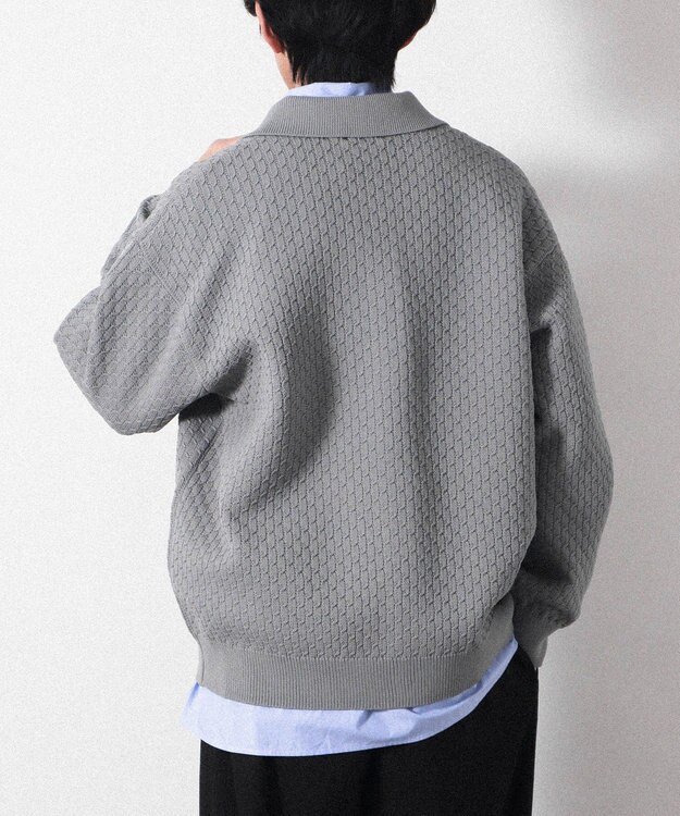CRAFT STANDARD BOUTIQUE 柄編みニットシャツカーディガン Charcoal Gray