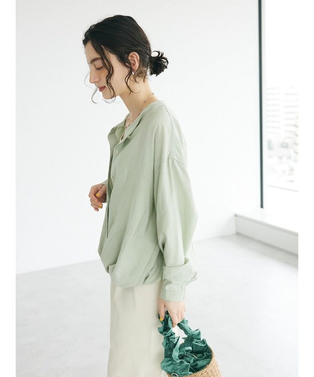 CRAFT STANDARD BOUTIQUE レーヨントロミ羽織りシャツ Light Green