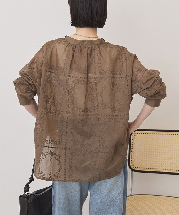 AMERICAN HOLIC スキッパーレースブラウス Mocha