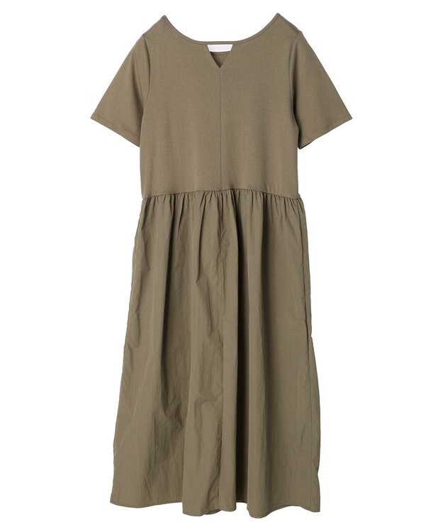 Green Parks Ｂ．ドッキングボリュームギャザーワンピース Black