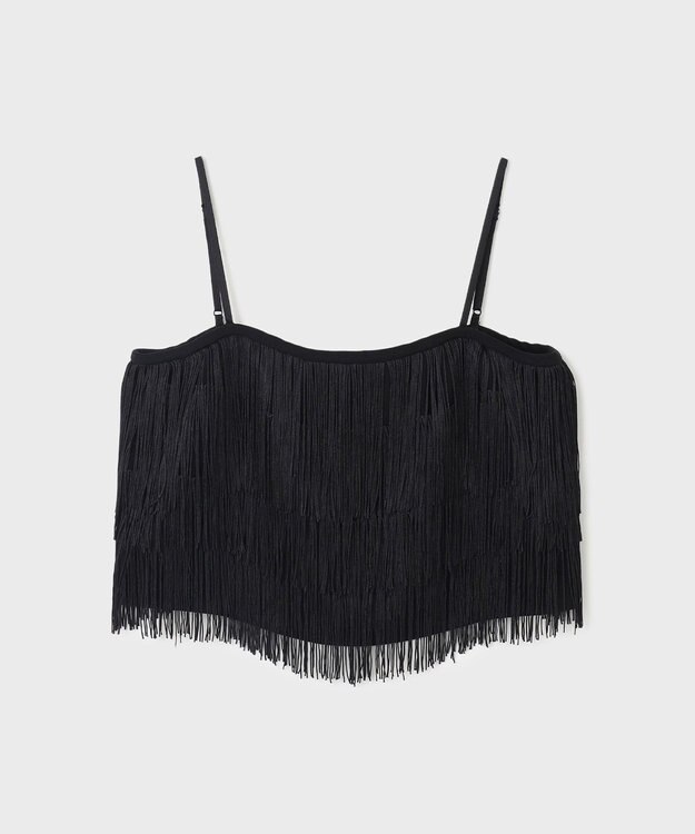 GRACE CONTINENTAL フリンジトップ ブラック