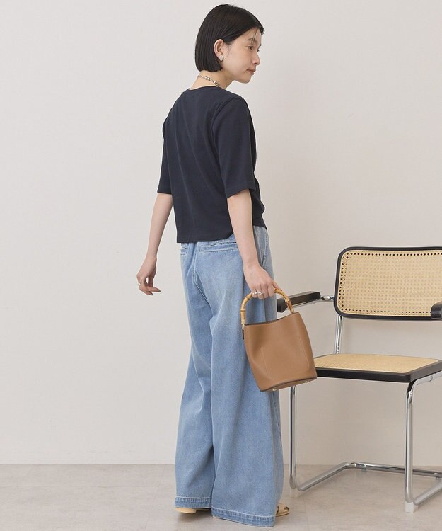 AMERICAN HOLIC 【マルチ機能】リブ半袖カーディガン Dark Navy