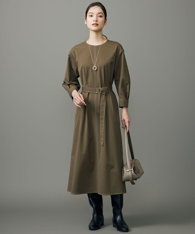 自由区 デニムライクツイル ワンピース ブラウン