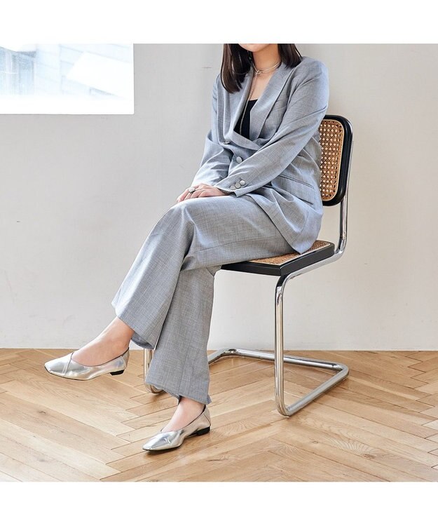 MODE ET JACOMO <carino>スクエアトゥバレエシューズ シルバー