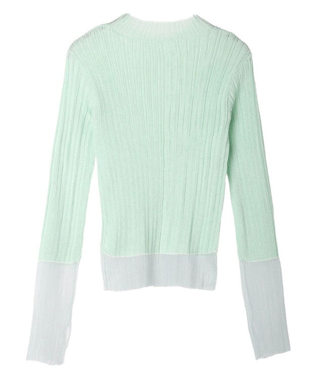 earth music&ecology シアー配色リブプルオーバー Green