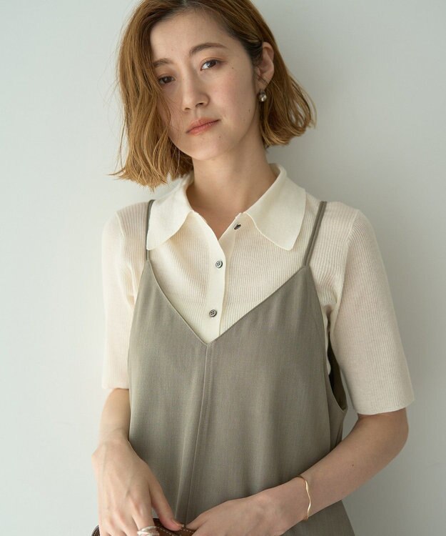 YECCA VECCA 【前後2way】レースアップキャミワンピース Khaki