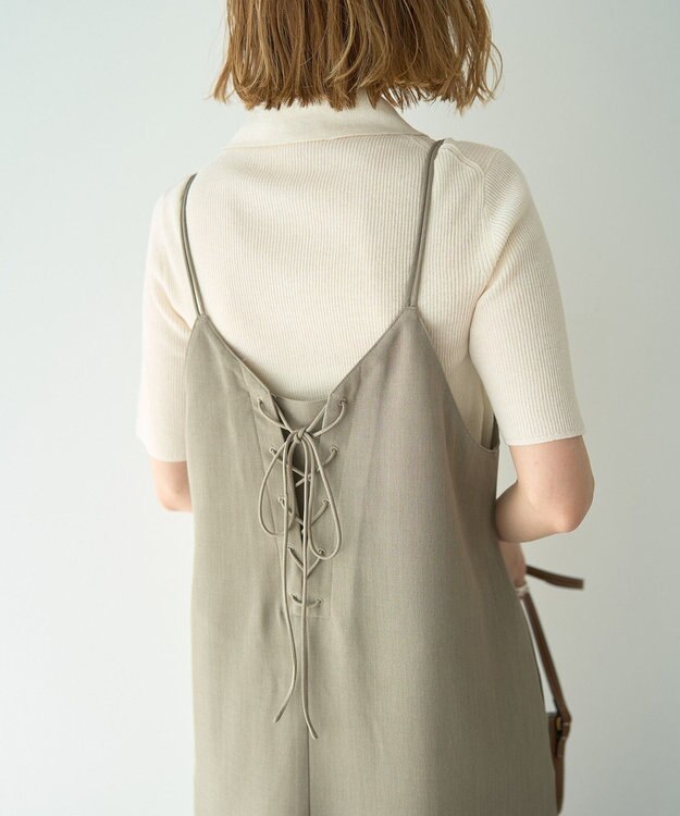 YECCA VECCA 【前後2way】レースアップキャミワンピース Khaki