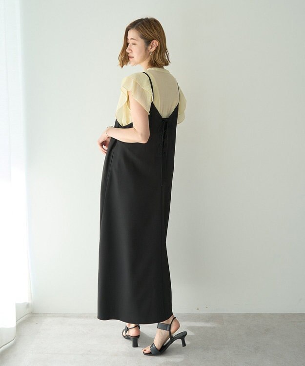 YECCA VECCA 【前後2way】レースアップキャミワンピース Black
