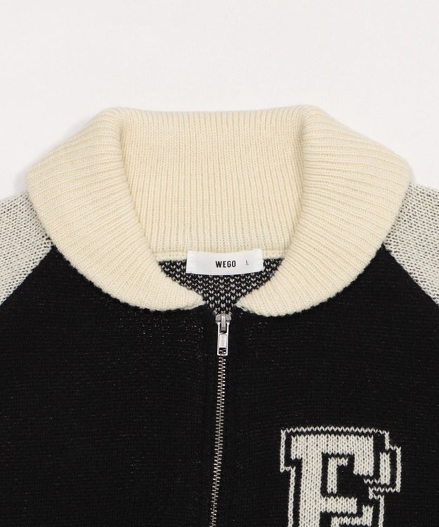 WEGO 【ユニセックス着用ITEM】グラフィックZIPニットブルゾン ブラックその他
