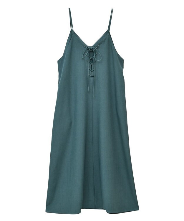 YECCA VECCA 【前後2way】レースアップキャミワンピース Blue Green