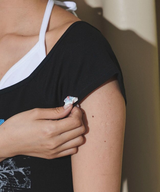 WEGO フェイクインナープリントピチT ブラック