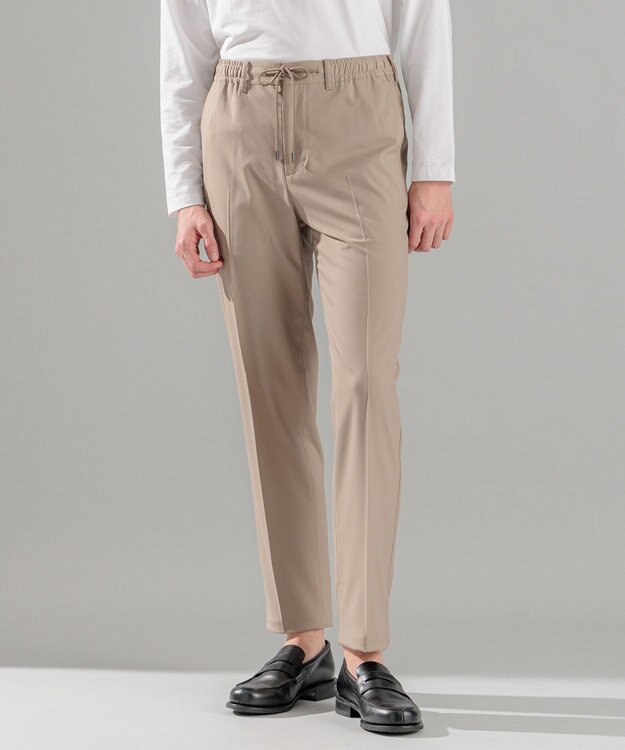 JOSEPH HOMME 新素材・新型【洗える/ストレッチ/ウエストゴム仕様】キャリーマンストレッチ ドロスト付ストレートパンツ / HOVE ベージュ系